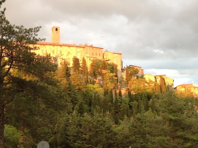 View at Monte Santa Maria Tiberina from entrance campsite